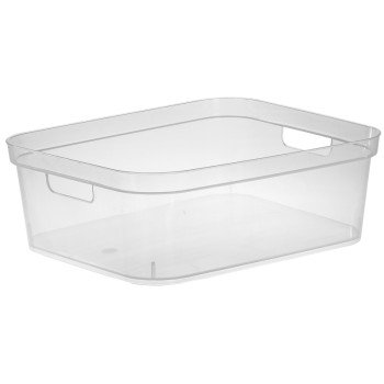 Sterilite 13248608 Short Storage Bin, 16.5 qt Capacity, Polypropylene, Clear, 15 in L, 12-1/4 in W, 5-1/4 in H