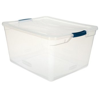 Rubbermaid RMCC710000 Storage Tote, Plastic, Clear, 23-1/2 in L, 18-5/8 in W, 12-1/4 in H