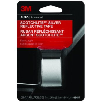 Scotchlite 03455 Reflective Safety Tape, 36 in L, 1 in W, Silver