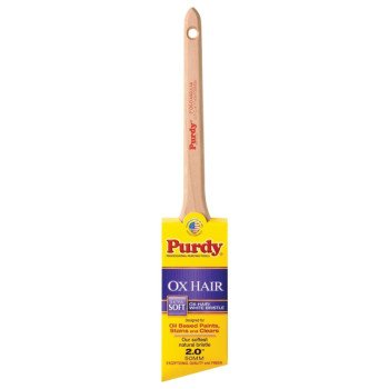 Purdy Ox-O-Angular 144296020 Angular Trim Brush, 2 in W, 2-1/8 in L Bristle, Ox Hair Bristle, Rat Tail Handle