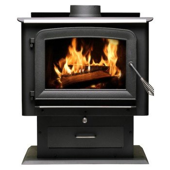 Ashley Hearth AW2520E-P Pedestal Stove, 27 in W, 25 in D, 30.78 in H, 112,800 Btu Heating, Steel, Metallic Black