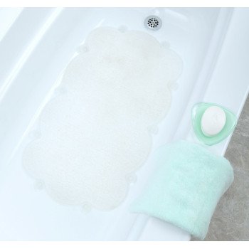 SlipX Solutions 06001 Divine Design Heavenly Comfort Cloud Bath Mat with Microban, 29 in L, 17 in W, Vinyl Mat Surface