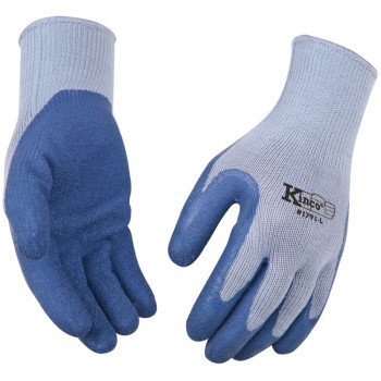 Kinco 1791-M Coated Gloves, Men's, M, 7 to 8 in L, Knit Wrist Cuff, Latex Coating, Cotton/Polyester Glove, Blue/Gray