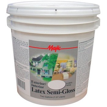 Majic Paints 8-0805-6 Interior/Exterior House Paint, Semi-Gloss, White, 2 gal Pail