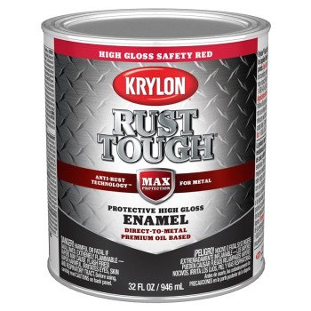 Krylon Rust Tough K09712008 Rust Preventative Paint, Gloss, Radiant/Safety Red, 1 qt, 400 sq-ft/gal Coverage Area