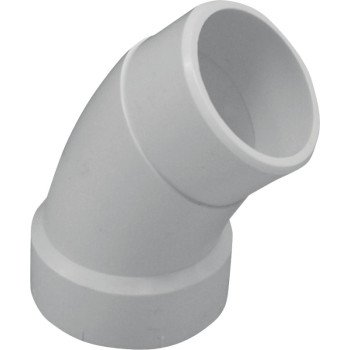 Canplas 192406 Sanitary Street Pipe Elbow, 6 in, Spigot x Hub, 45 deg Angle, PVC, White