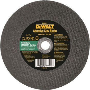 DEWALT HIGH PERFORMANCE Series DW3521 Abrasive Saw Blade, 7 in Dia, 5/8 in Arbor, Aluminum Oxide Cutting Edge