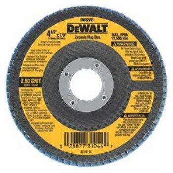 DEWALT DW8314 Flap Disc, 4-1/2 in Dia, 5/8-11 Arbor, Coated, 120 Grit, Zirconia Alumina Abrasive, Cloth Backing