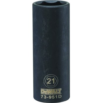 DEWALT DWMT73951OSP Impact Socket, 21 mm Socket, 1/2 in Drive, 6-Point, CR-440 Steel, Black Oxide