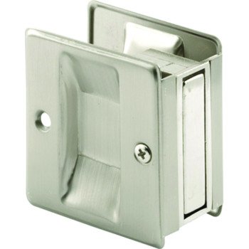 Prime-Line N 7238 Pocket Door Pull, 1-3/8 in W, 2-1/2 in D, 2-3/4 in H, Brass, Satin Nickel