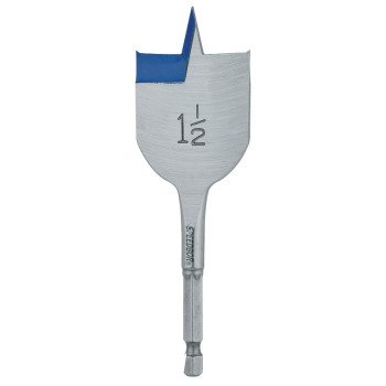 Irwin 87924 Spade Drill Bit, 1-1/2 in Dia, 4 in OAL, Flat Flute, 1/4 in Dia Shank, Hex Shank