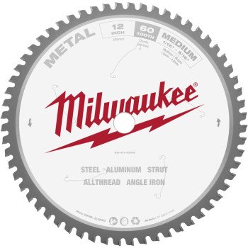 Milwaukee 48-40-4265 Circular Saw Blade, 12 in Dia, 1 in Arbor, 60-Teeth, Carbide Cutting Edge