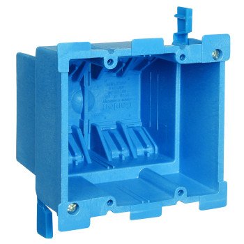 Carlon BH234R Outlet Box, 2 -Gang, PVC, Blue, Clamp Mounting