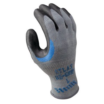 Showa 330XL-10.RT Work Gloves, XL, Reinforced Crotch Thumb, Knit Wrist Cuff, Natural Rubber Coating, Black/Gray