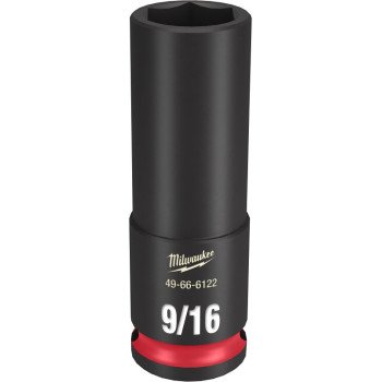 Milwaukee SHOCKWAVE Impact Duty Series 49-66-6122 Deep Impact Socket, 9/16 in Socket, 3/8 in Drive, Square Drive