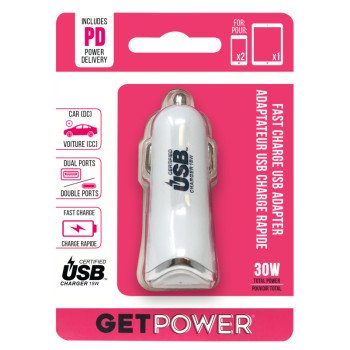 GetPower GP-DC2USB-BLK USB to DC Car Adapter, 12 V Output, 2.4 A Charge, Black