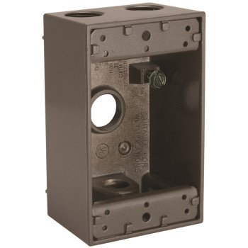 Hubbell 5321-2 Weatherproof Box, 4-Outlet, 1-Gang, Aluminum, Bronze, Powder-Coated