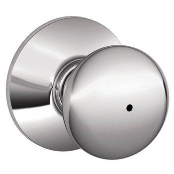 Schlage Plymouth Series F40 PLY 625 Privacy Lockset, Round Design, Knob Handle, Bright Chrome, Metal, Interior Locking