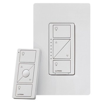 Lutron P-PKG1W-WH-R Dimmer, 120 V, 150 W, LED Lamp, White