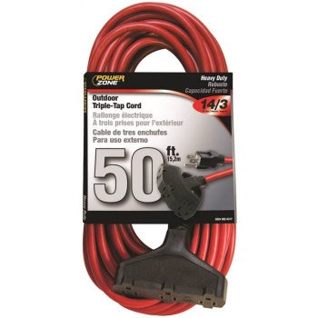 PowerZone OR614730/606730 Extension Cord, 14 AWG Cable, 50 ft L, 125 V, Red