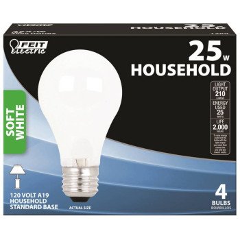 25A/W/4 SOFT WHT BULB 25W A19 