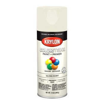 Krylon K05524007 Enamel Spray Paint, Gloss, Ivory, 12 oz, Can