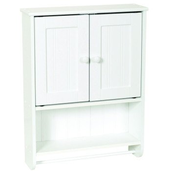 Zenna Home Cottage 9114W Bathroom Cabinet, 2-Door, 1-Shelf, Wood, White