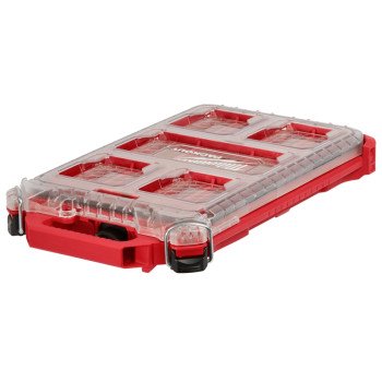 Milwaukee PACKOUT 48-22-8436 Organizer, 16.38 in L, 9.76 in W, 2.52 in H, 5-Compartment, Plastic, Red