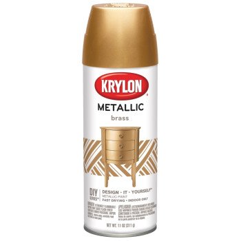 Krylon K02204007 Metallic Spray Paint, Metallic, Brass, 12 oz, Can