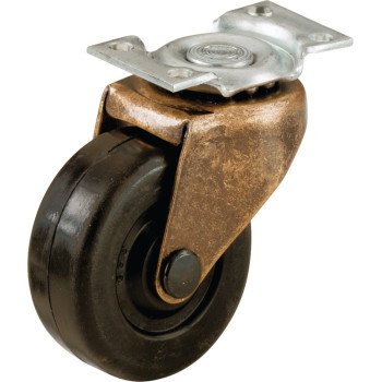 Shepherd Hardware 9348 Swivel Caster, 1-5/8 in Dia Wheel, Rubber Wheel, Black, 70 lb