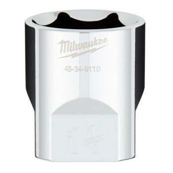 Milwaukee 45-34-9110 Socket, 1-1/8 in Socket, 1/2 in Drive, 6-Point, Chrome Vanadium Steel, Chrome