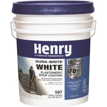 Henry HE587372 Elastomeric Roof Coating, White, 5 gal Pail, White