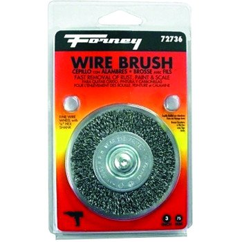 Forney 72736 Wire Wheel Brush, 3 in Dia, 0.008 in Dia Bristle