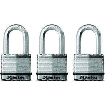 Master Lock Magnum Series M5BLCTRILFHC Padlock, Alike Key, 3/8 in Dia Shackle, Boron Carbide Shackle, Steel Body