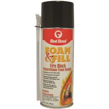 Red Devil Foam & Fill 0915 Fire Block Foam Sealant with Nozzle, Champagne, 41 to 86 deg F, 12 oz Aerosol Can