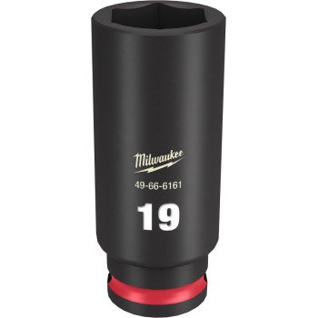 Milwaukee SHOCKWAVE Impact Duty Series 49-66-6161 Deep Impact Socket, 19 mm Socket, 3/8 in Drive, Square Drive, 6-Point