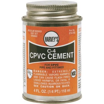 Harvey 18700-24 Solvent Cement, 4 oz Can, Liquid, Orange