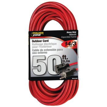 PowerZone OR514730/506730 Extension Cord, 14 AWG Cable, 50 ft L, 125 V, Red