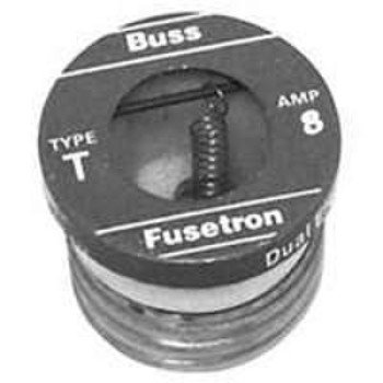 Bussmann BP/T-8 Plug Fuse, 8 A, 125 V, 10 kA Interrupt, Plastic Body, Low Voltage, Time Delay Fuse