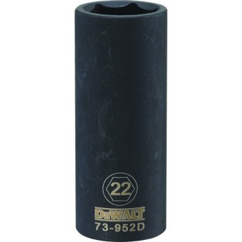 DEWALT DWMT73952OSP Impact Socket, 22 mm Socket, 1/2 in Drive, 6-Point, CR-440 Steel, Black Oxide