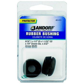 Jandorf 61474 Conduit Bushing, 1/2 in Dia Cable, Rubber, Black