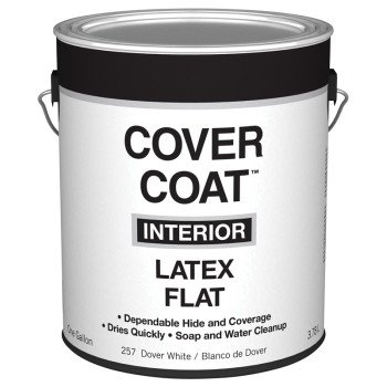 Valspar Armor 255 Series 044.0000257.007 Interior Paint, Flat Sheen, Dover White, 1 gal, Can, 400 sq-ft Coverage Area