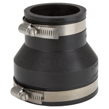 ProSource FC56-32 Coupling, 3 x 2 in, Cast Iron, Plastic and Steel Drain Pipes, PVC, Black