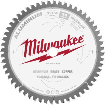 Milwaukee 48-40-4335 Circular Saw Blade, 7-1/4 in Dia, 5/8 in Arbor, 56-Teeth, Carbide Cutting Edge