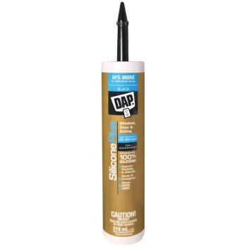 DAP Silicone Plus 73356 Window and Door Sealant, Black, 40 to 120 deg F, 319 mL Cartridge