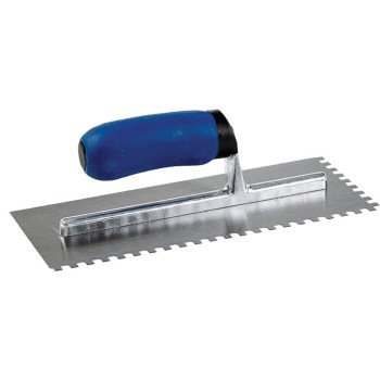 M-D 49112 Tile Installation Trowel, 1/4 in W x 3/8 in D Notch, 11 in L, 4-1/2 in W, Square Notch, Comfort-Grip Handle