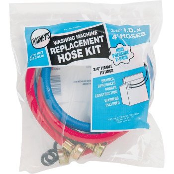 Harvey 93200 Washing Machine Inlet Hose, 3/8 in ID, 4 ft L, Female, EPDM Rubber