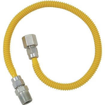 BrassCraft ProCoat Series CSSL54-60 Gas Connector, 1/2 x 1/2 in, Stainless Steel, 60 in L