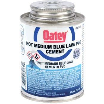 Oatey 32161 Solvent Cement, 8 oz Can, Liquid, Blue