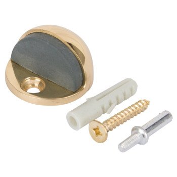 ProSource HR2006PB-PS Door Stop, 1-3/4 in Dia Base, 1-3/4 in Dia Base x 1-5/64 in H Projection, Brass